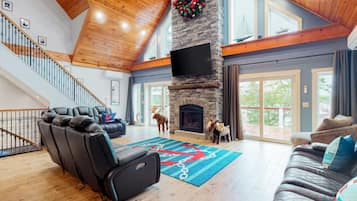 Télévision, cheminée, jeux vidéo