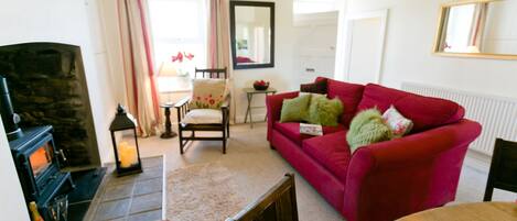 Televisión y chimenea