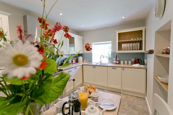 Fridge, microwave, oven, dishwasher