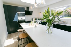 Fridge, microwave, dishwasher, high chair