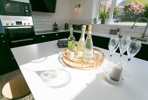 Fridge, microwave, dishwasher, high chair