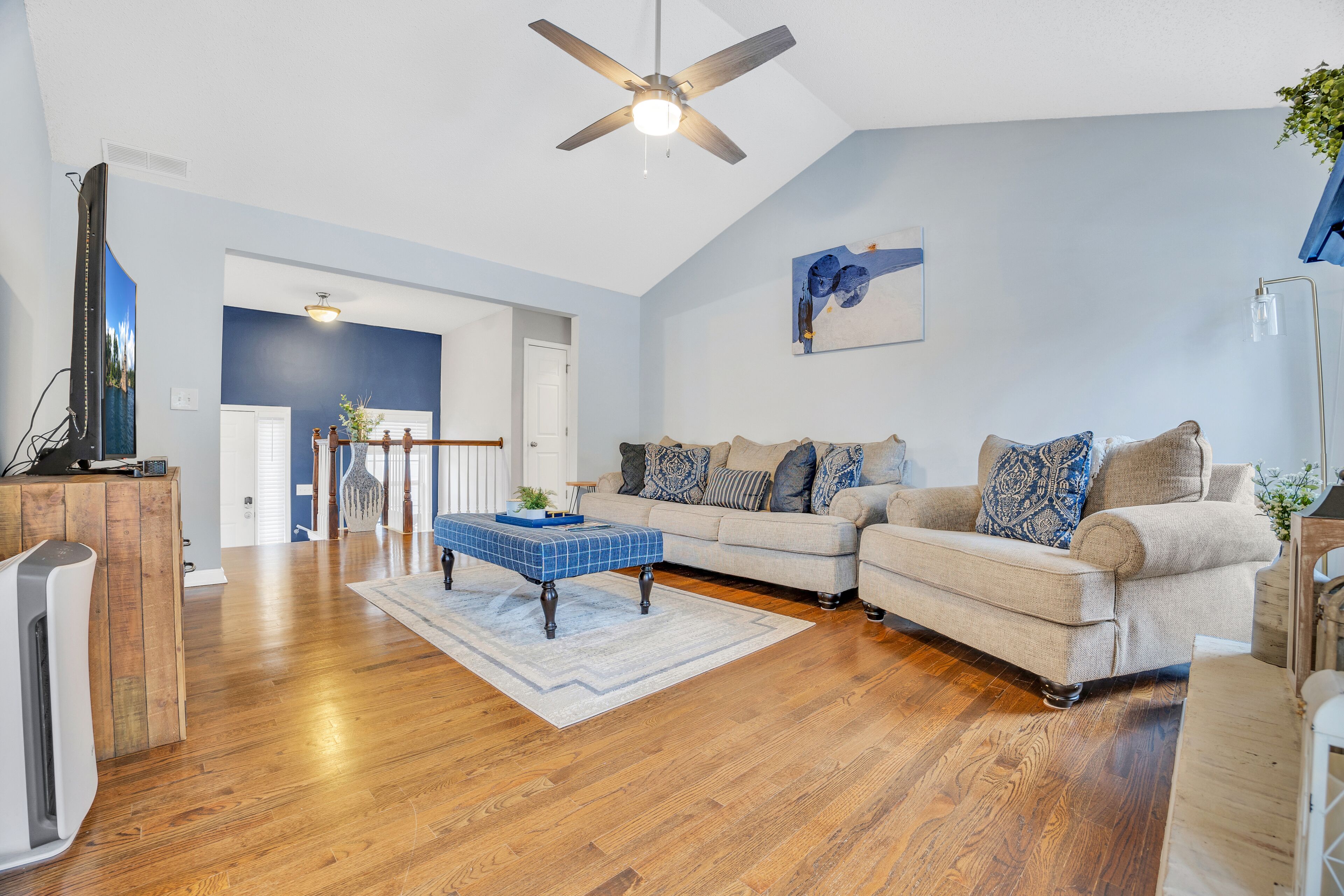 Large 5 bedroom home with fenced yard and custom fire pit