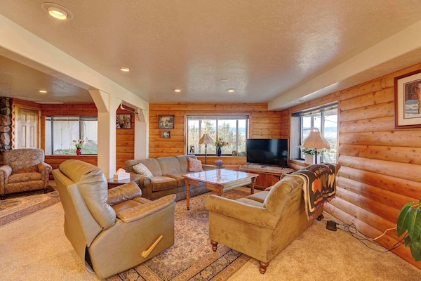 Room to spread out and relax in a beautifully finished space with rustic charm.