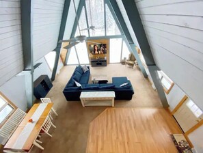 Smart TV, fireplace, video games, DVD player
