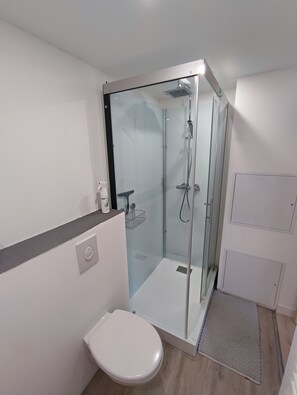 Shower, hair dryer, towels, soap - Meublé de tourisme 2* near the Juvaincourt circuit and between Vittel and Epinal. (Mattaincourt)