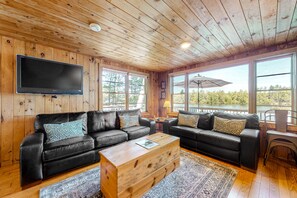 TV, DVD player, books, video library