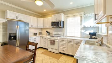 Fridge, microwave, dishwasher, coffee/tea maker