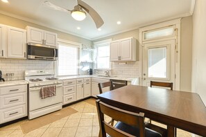 Fridge, microwave, dishwasher, coffee/tea maker