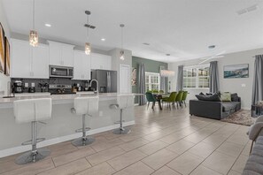 Microwave, dishwasher, high chair