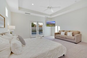 3 bedrooms, desk, iron/ironing board, travel cot