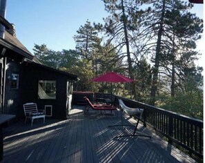 Terrace/patio - SHADOW PINE LODGE 1925 OLD HUNTING LODGE. (Idyllwild-Pine Cove)