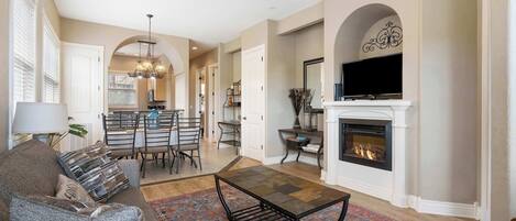 Condo, Multiple Beds, Balcony, Mountain View (Blue Bird Hideaway) | Living area | 42-inch flat-screen TV with digital channels, fireplace