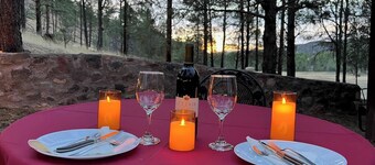 Tranquil escape nestled in the forest on a beautiful horse ranch.