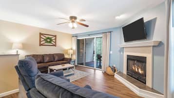 Condo, Multiple Beds, Balcony, Garden View (Bungalow on the Bluffs) | Living area | 42-inch flat-screen TV with digital channels, fireplace