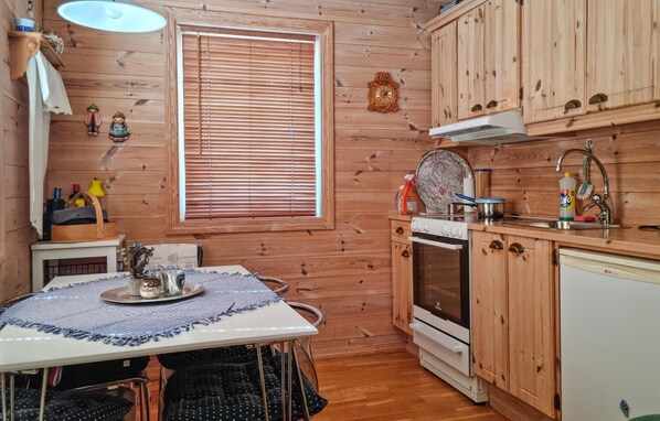 Fridge, oven, stovetop, coffee/tea maker