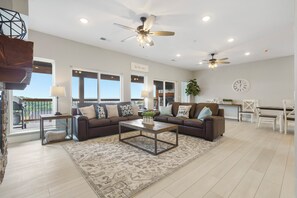 House, Multiple Beds, Patio (Hilltop Haven at Table Rock) | Living area | 55-inch flat-screen TV with digital channels, fireplace - Hilltop Haven at Table Rock - Lake Views & Nearby Bransons Best Attractions (Branson)