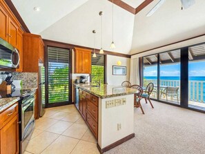 Fridge, microwave, oven, stovetop - Beach Front w/Lanai, WiFi, Cable, Fans–Kiahuna 2194 (KOLOA)