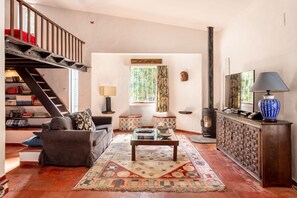 Televisión y chimenea 