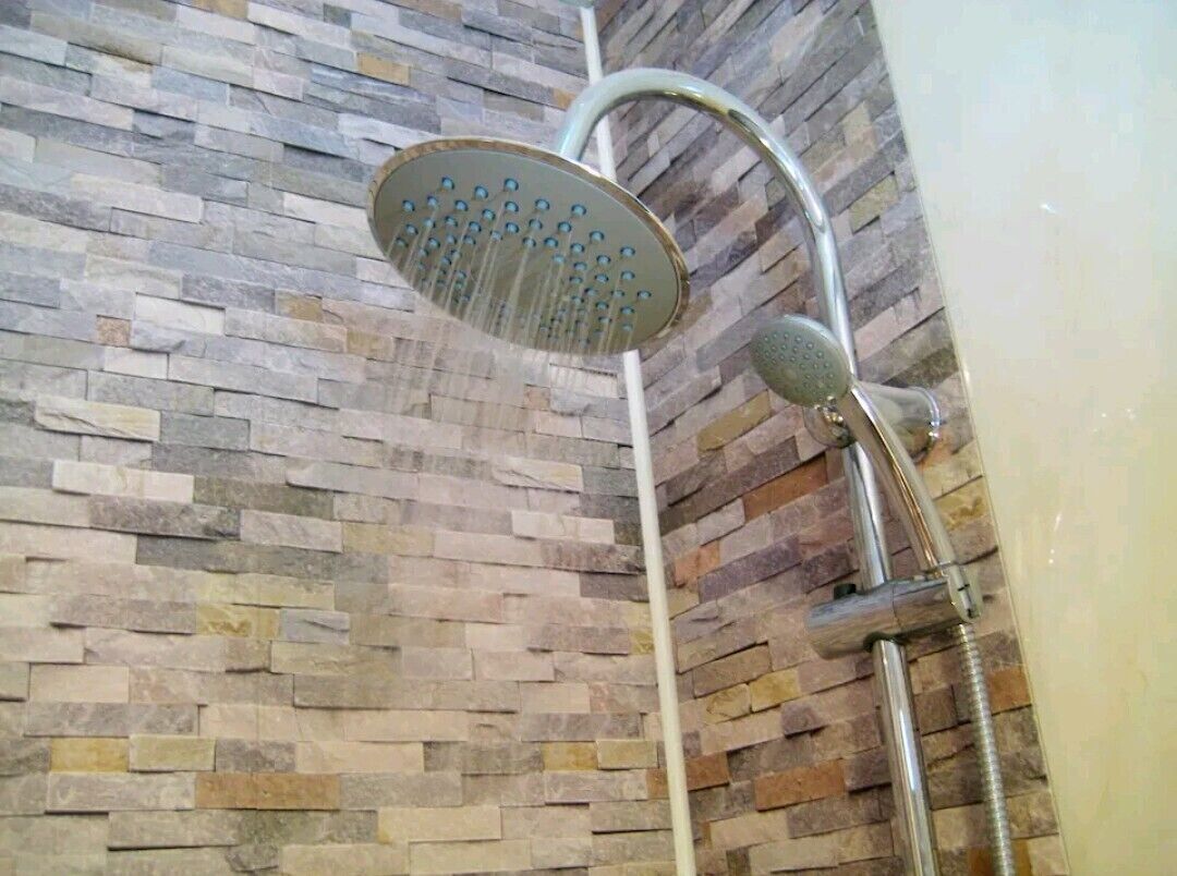 Bathtub, hair dryer, towels, soap