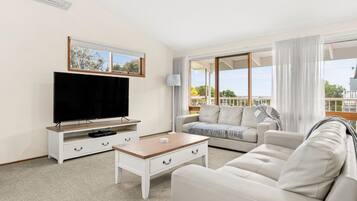 TV, fireplace, ping pong, books