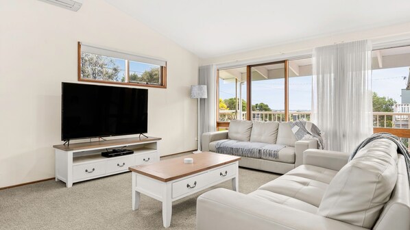 TV, fireplace, ping pong, books