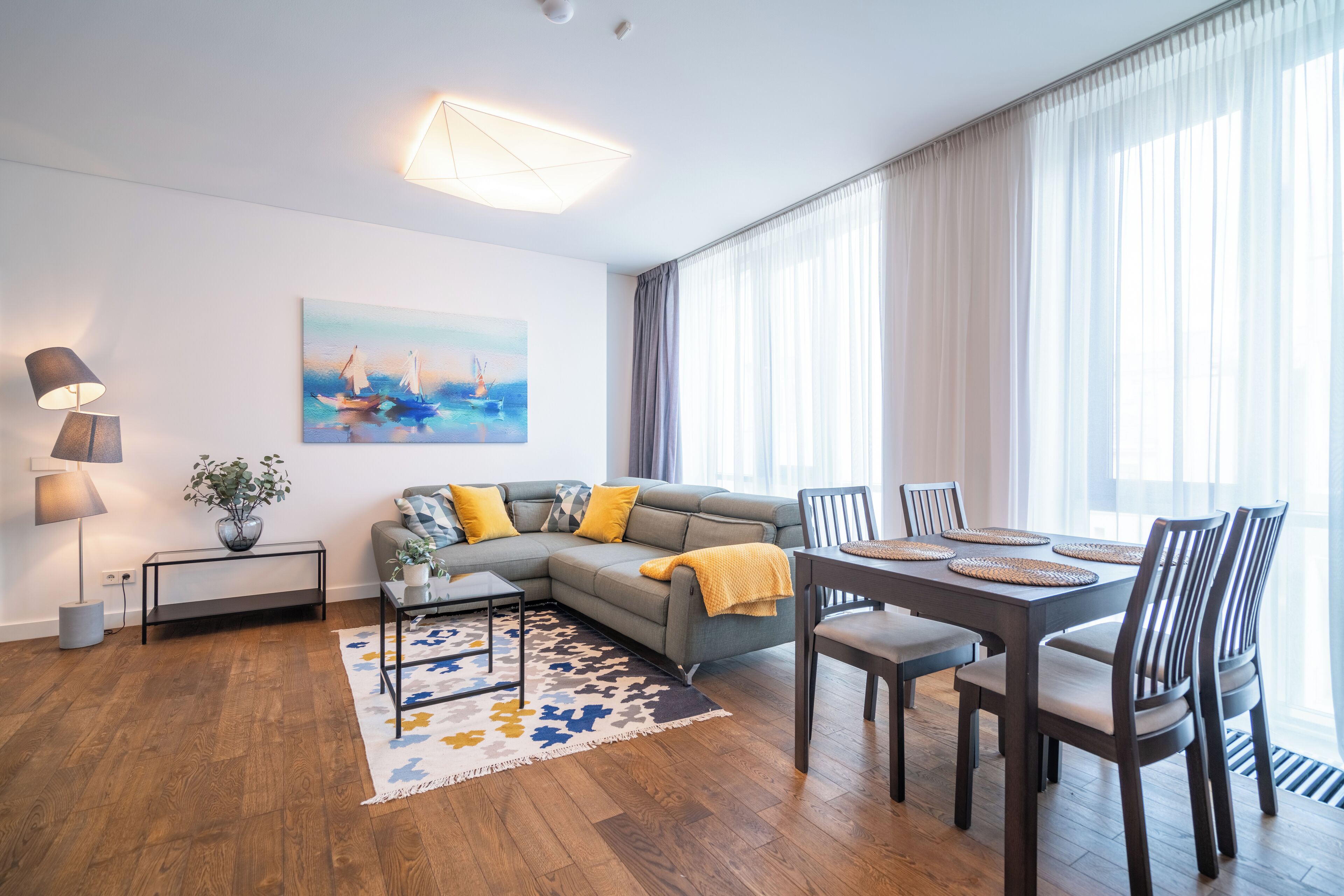 Luxury Apartment | Living area | 50-cm Smart TV with digital channels, TV, heated floors