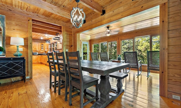 Dining - Lake Adger Lakefront, Hot Tub - Big Cat Mountain House by Carolina Properties (Mill Spring)