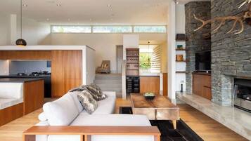 TV, fireplace, offices