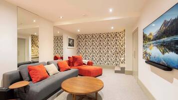 TV, fireplace, offices