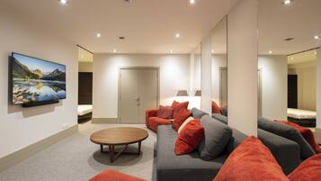 TV, fireplace, offices