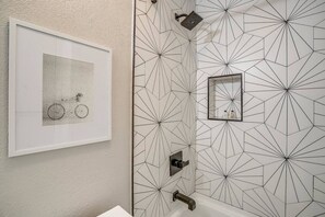 Bathtub, hair dryer