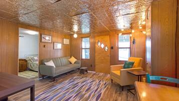 Smart TV, fireplace, DVD player, video library