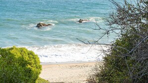 Playa en los alrededores, camastros y toallas de playa 