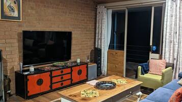 Smart TV, fireplace, DVD player, table tennis