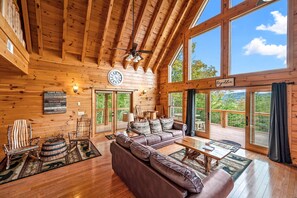 Flat-screen TV, fireplace, video games