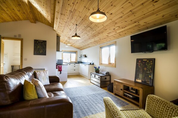 30-inch TV with cable channels, books - Fern Lodge - 2 Bedroom Log Cabin - Saint Florence (Tenby)