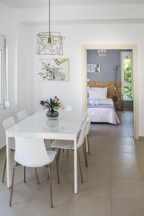 Apartment | Living area | TV, fireplace - Adhilli i residence (Rethymno)