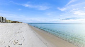 On the beach, white sand