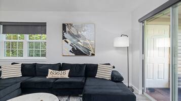 Smart TV, fireplace, foosball, table tennis