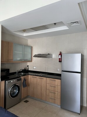 Réfrigérateur, micro-ondes, four, plaque de cuisson