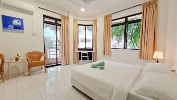 Individually decorated, individually furnished, desk, laptop workspace