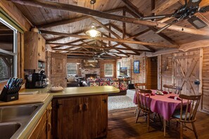 View from kitchen to the living room.