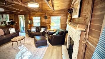 Smart TV, fireplace, DVD player, video library