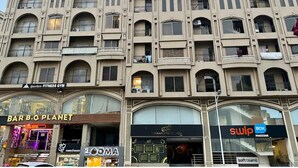 A multi-story building with various businesses including a fitness gym, a bar, a spa, and a store named LOOMA. - Comfy apartment in Bahria town civic center. (Rawalpindi)