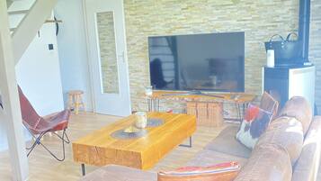 TV, fireplace, DVD player, books