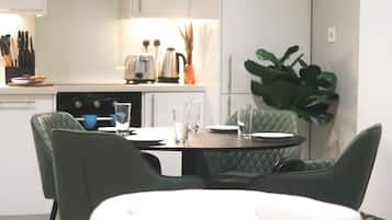 Apartment, 2 Bedrooms | Private kitchen | Full-size fridge, microwave, oven, dishwasher
