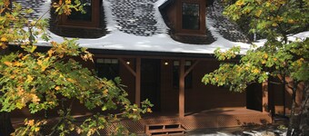 Spacious cabin with AC, private lake, hot tub, movie room
