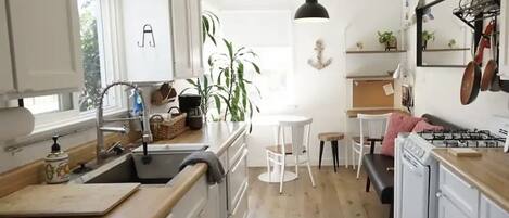 Fridge, dining tables