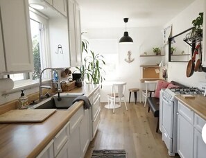Fridge, dining tables