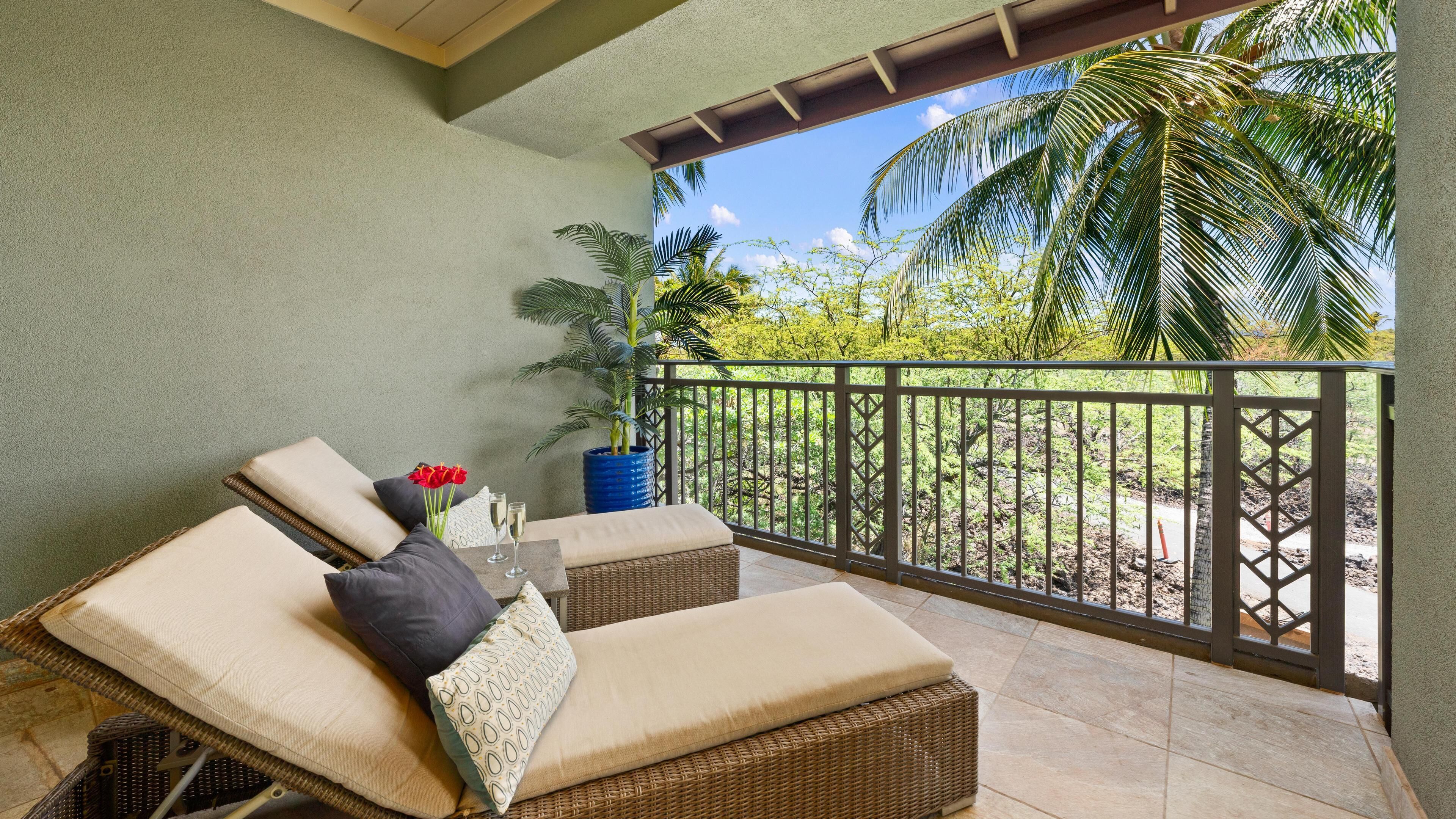 Upper Lanai off the Master Suite facing the lava field